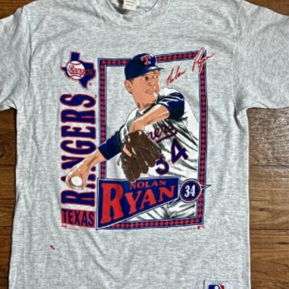 Nutmeg~Vintage (1991) • Gray • X-Large • Nolan Ryan Texas Rangers Baseball Shirt - Picture 5 of 5